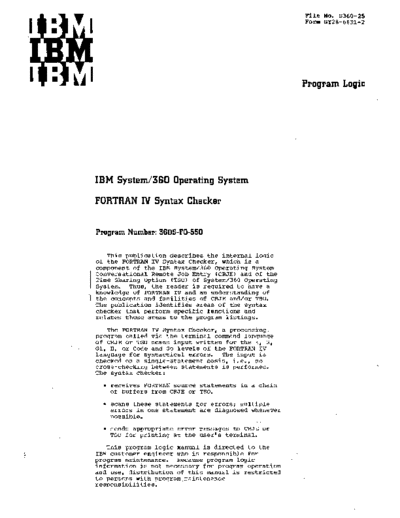 IBM GY28-6831-2 FORTRAN IV Syntax Checker PLM May71  IBM 360 fortran GY28-6831-2_FORTRAN_IV_Syntax_Checker_PLM_May71.pdf