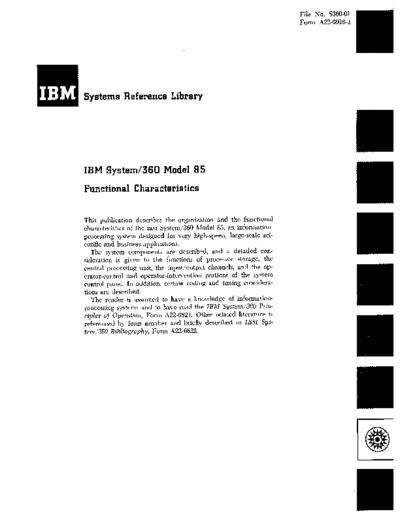 IBM A22-6916-1 360-85 funcChar Jun68  IBM 360 funcChar A22-6916-1_360-85_funcChar_Jun68.pdf
