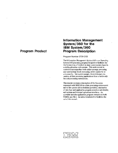 IBM SH20-0634-1 IMS 360 Program Description Jul70  IBM 360 ims SH20-0634-1_IMS_360_Program_Description_Jul70.pdf