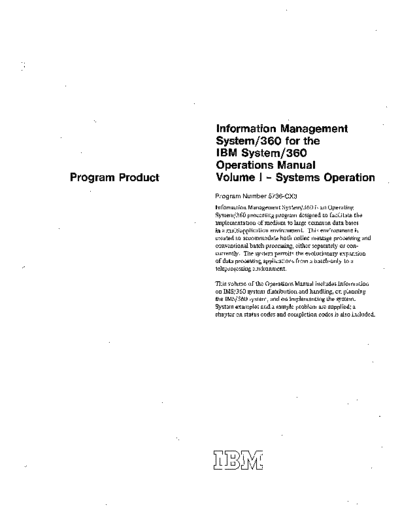 IBM SH20-0635-1 IMS Operation Vol 1 jul70  IBM 360 ims SH20-0635-1_IMS_Operation_Vol_1_jul70.pdf