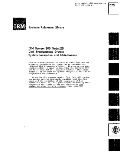 IBM C33-6006-2 360-20 Sysgen Mar69  IBM 360 model20 C33-6006-2_360-20_Sysgen_Mar69.pdf