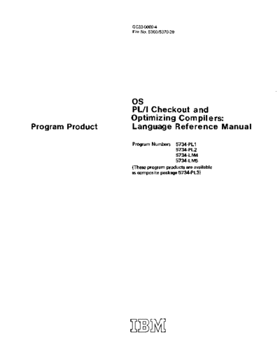 IBM GC33-0009-4 PLI Checkout And Opt Compiler Lang Ref Oct76  IBM 360 pli GC33-0009-4_PLI_Checkout_And_Opt_Compiler_Lang_Ref_Oct76.pdf