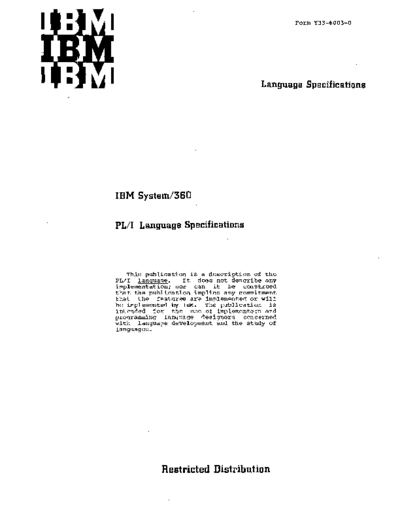IBM Y33-6003-0 PL1LangSpecMar68  IBM 360 pli Y33-6003-0_PL1LangSpecMar68.pdf