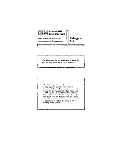 IBM GX20-1787-0 Floating Point Hex Evaluation Aid  IBM 360 referenceCard GX20-1787-0_Floating_Point_Hex_Evaluation_Aid.pdf