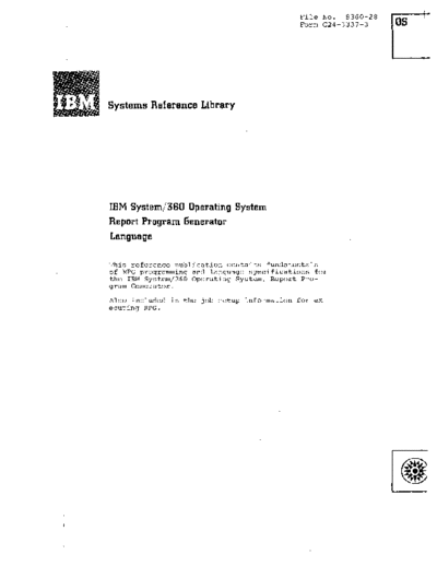 IBM C24-3337-3 Report Program Generator Language Nov68  IBM 360 rpg C24-3337-3_Report_Program_Generator_Language_Nov68.pdf