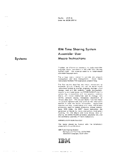 IBM GC28-2004-6 Time Sharing System Assembler User Macro Instructions Nov79  IBM 360 tss GC28-2004-6_Time_Sharing_System_Assembler_User_Macro_Instructions_Nov79.pdf