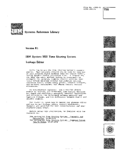 IBM GC28-2005-4 Time Sharing System Linkage Editor Sep71  IBM 360 tss GC28-2005-4_Time_Sharing_System_Linkage_Editor_Sep71.pdf