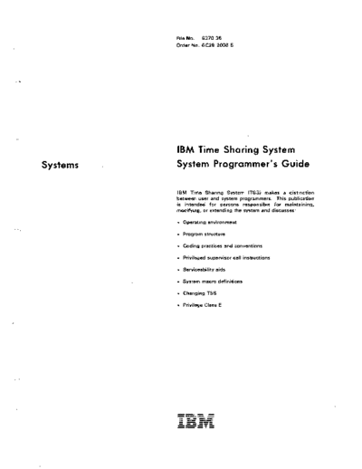 IBM GC28-2008-5 Time Sharing System System Programmers Guide Jul79  IBM 360 tss GC28-2008-5_Time_Sharing_System_System_Programmers_Guide_Jul79.pdf