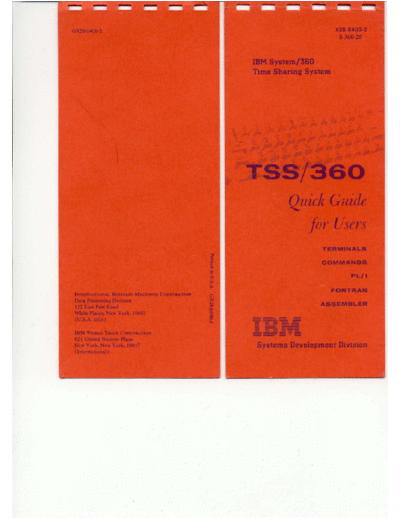 IBM GX28-6400-2 TSS 360 Quick Guide For Users Jun70  IBM 360 tss GX28-6400-2_TSS_360_Quick_Guide_For_Users_Jun70.pdf