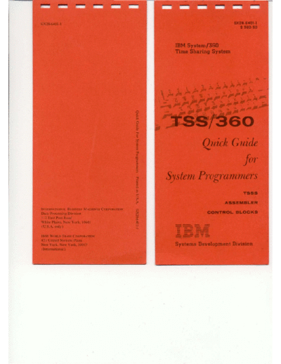 IBM GX28-6401-1 TSS 360 Quick Guide For System Programmers Jun70  IBM 360 tss GX28-6401-1_TSS_360_Quick_Guide_For_System_Programmers_Jun70.pdf