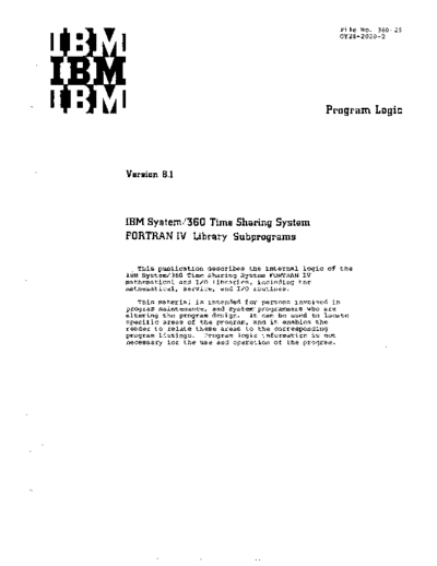 IBM GY28-2020-2 Time Sharing System FORTRAN IV Library Subprograms PLM Sep71  IBM 360 tss GY28-2020-2_Time_Sharing_System_FORTRAN_IV_Library_Subprograms_PLM_Sep71.pdf