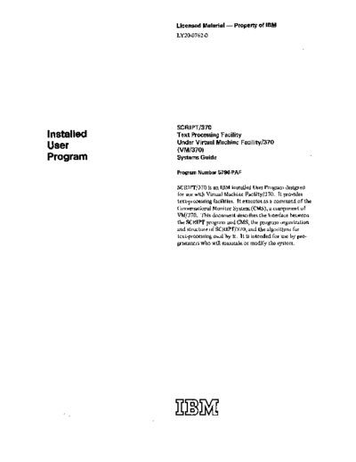 IBM LY20-0762-0 SCRIPT 370 Text Processing Facility Systems Guide Nov72  IBM 370 CMS LY20-0762-0_SCRIPT_370_Text_Processing_Facility_Systems_Guide_Nov72.pdf
