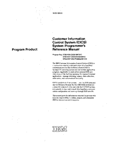 IBM SH20-1043-5 CICS System Programmers Reference Manual May73  IBM 370 CICS SH20-1043-5_CICS_System_Programmers_Reference_Manual_May73.pdf