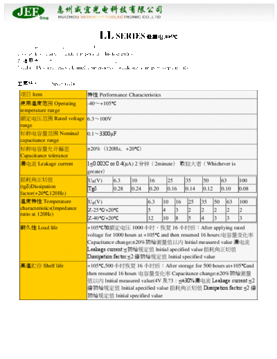 JEE [radial thru-hole] LL series  . Electronic Components Datasheets Passive components capacitors JEE JEE [radial thru-hole] LL series.pdf