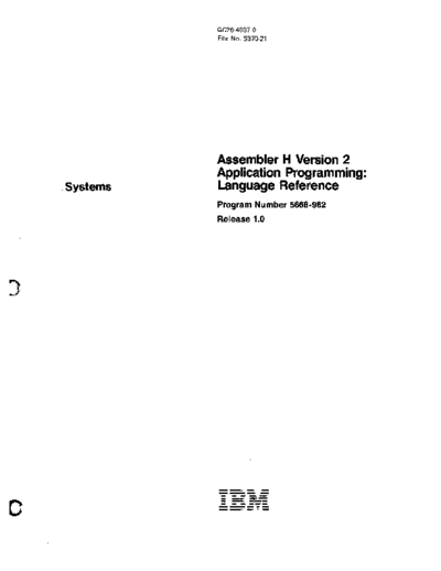IBM GC26-4037-0 Assembler H Version 2 Language Reference Jan83  IBM 370 asm GC26-4037-0_Assembler_H_Version_2_Language_Reference_Jan83.pdf