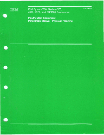 IBM GC22-7064-13 Input Output Equipment Installation Physical Planning Mar93  IBM 370 fe GC22-7064-13_Input_Output_Equipment_Installation_Physical_Planning_Mar93.pdf