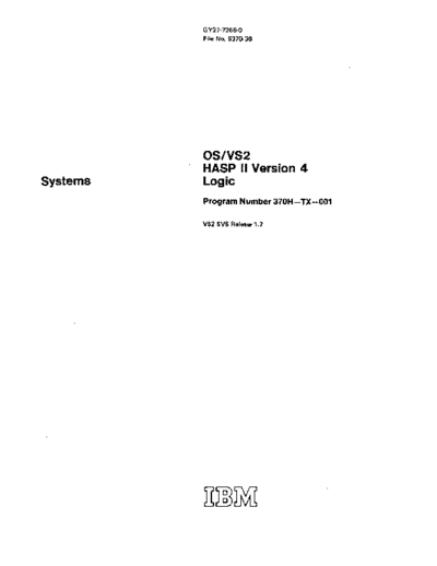 IBM GY27-7255-0 HASP II Version 4 Logic Sep76  IBM 370 hasp GY27-7255-0_HASP_II_Version_4_Logic_Sep76.pdf