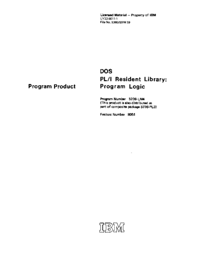IBM LY33-6011-1 PLI Resident Library PLM Oct76  IBM 370 pli LY33-6011-1_PLI_Resident_Library_PLM_Oct76.pdf