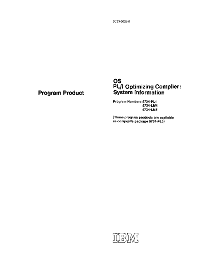 IBM SC33-0026-0 PLI Optimizing Compiler System Info Sep71  IBM 370 pli SC33-0026-0_PLI_Optimizing_Compiler_System_Info_Sep71.pdf