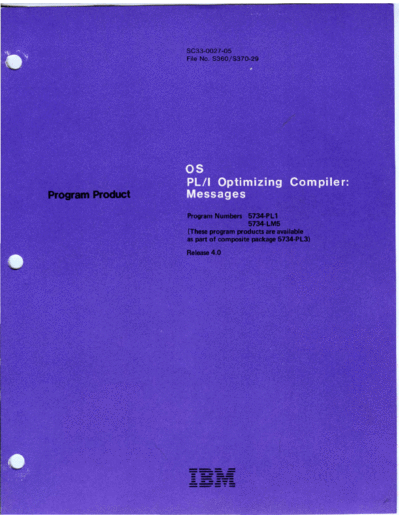 IBM SC33-0027-5 OS PLI Optimizing Compiler Messages Feb82  IBM 370 pli SC33-0027-5_OS_PLI_Optimizing_Compiler_Messages_Feb82.pdf