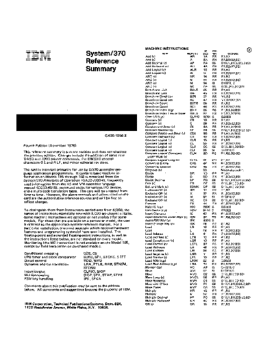 IBM GX20-1850-3 System370 Reference Summary Nov76 2up  IBM 370 referenceCard GX20-1850-3_System370_Reference_Summary_Nov76_2up.pdf