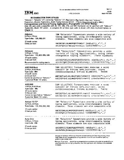 IBM 15 Type Catalog  IBM serviceForConsultants Service_For_Consultants_198312_Complete 15_Type_Catalog.pdf