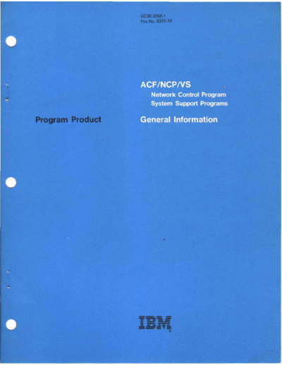 IBM GC30-3058-1 ACF NCP VS General Information May79  IBM sna acf GC30-3058-1_ACF_NCP_VS_General_Information_May79.pdf