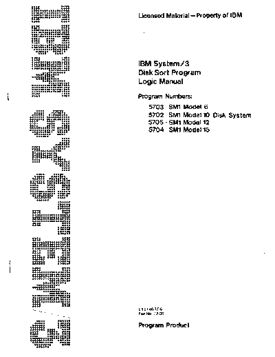 IBM LY21-0517-6 IBM System-3 Disk Sort Program Logic Manual Dec75  IBM system3 plm LY21-0517-6_IBM_System-3_Disk_Sort_Program_Logic_Manual_Dec75.pdf