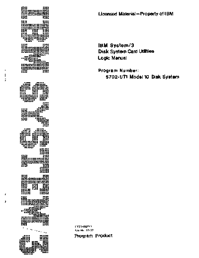 IBM LY21-0523-1 IBM System-3 Disk System Card Utilities Logic Manual Mar74  IBM system3 plm LY21-0523-1_IBM_System-3_Disk_System_Card_Utilities_Logic_Manual_Mar74.pdf