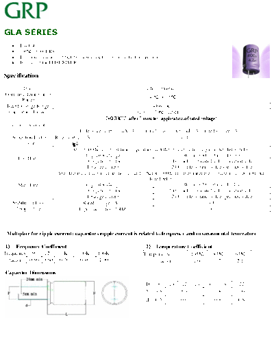 GRP [Hongyi Electronics] GRP [radial thru-hole] GLA Series  . Electronic Components Datasheets Passive components capacitors GRP [Hongyi Electronics] GRP [radial thru-hole] GLA Series.pdf