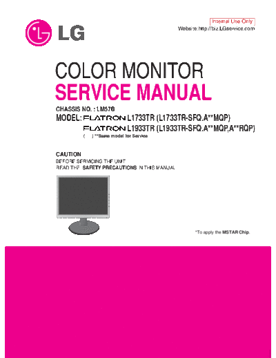 LG LG L1733TR L1933TR Monitor Service manual  LG Monitors L1733TR LG_L1733TR_L1933TR_Monitor_Service_manual.pdf