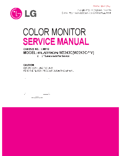 LG manual servico monitor lcd lg w2243c  LG Monitors W2243C, LM91G manual_servico_monitor_lcd_lg_w2243c.pdf