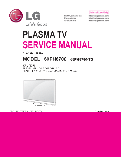 LG Service Manual 60PH6700  LG Plasma 60PH6700 chassis PA32A Service Manual 60PH6700.pdf