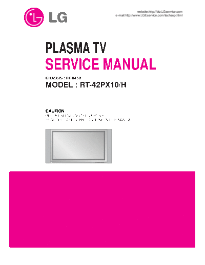 LG RT-42PX10 Service Manual  LG Plasma RT-42PX10 RT-42PX10 Service Manual.pdf