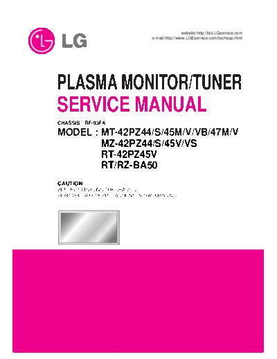 LG RT-42PZ45V Service Manual  LG Plasma RT-42PZ45V RT-42PZ45V Service Manual.pdf