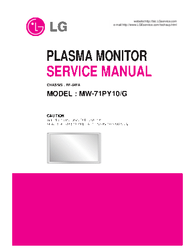 LG MW-71PY10 Service Manual  LG Plasma MW-71PY10G MW-71PY10 Service Manual.pdf