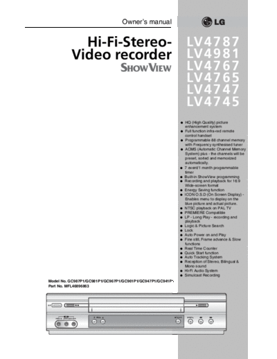 LG LV4745 BA 1300190758  LG Video LV4745 LV4745_BA_1300190758.pdf