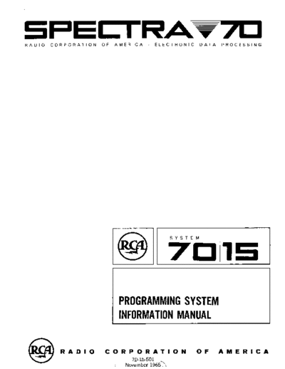 RCA 70-15-501 70 15 PgmgSysInfo Nov65  RCA spectra70 model15 70-15-501_70_15_PgmgSysInfo_Nov65.pdf