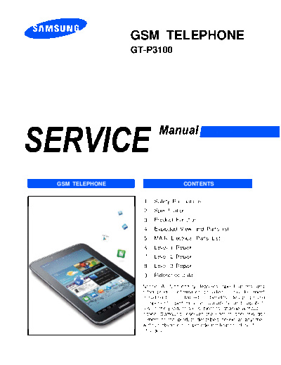 Samsung samsung gt-p3100 service manual  Samsung GSM GT-P3100 Galaxy Tab 2 7.0 samsung_gt-p3100_service_manual.pdf