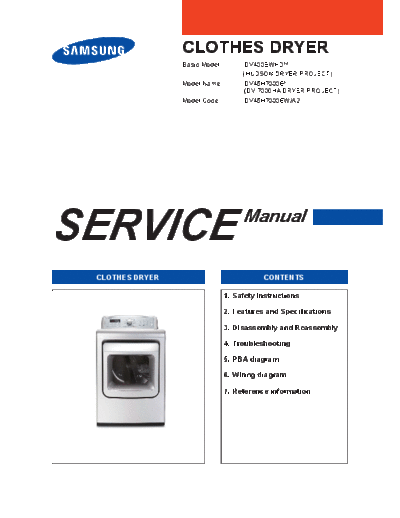 Samsung DV45H7000EW-A2 SM  Samsung Dryer DV45H7000EW_A2 DV45H7000EW-A2_SM.pdf