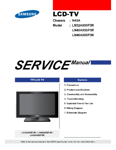 Samsung LNxxA550P3R N43A  Samsung LCD TV N43A chassis LNxxA550P3R_N43A.pdf