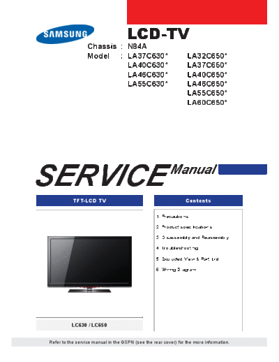Samsung Samsung N84A service manual  Samsung LCD TV N84A chassis Samsung N84A service manual.pdf