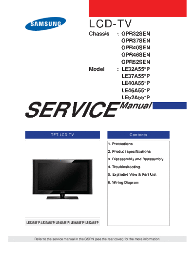 Samsung LE32A558P3FXXC ET-EX-SI 1214820298  Samsung LCD TV GPR32SEN  chassis LE32A558P3FXXC_ET-EX-SI_1214820298.pdf