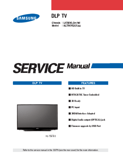 Samsung Samsung-Hlt5676s  Samsung LCD TV HLT5676S Chassis L67B Samsung-Hlt5676s.pdf