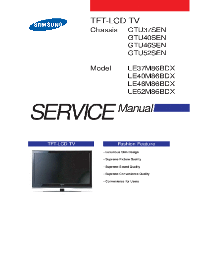 Samsung samsung gtu37sen chassis le37m86bdx lcd [ET]  Samsung LCD TV LE37M86BD samsung_gtu37sen_chassis_le37m86bdx_lcd_[ET].pdf