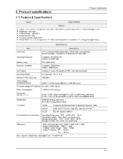 Samsung Product Specification  Samsung LCD TV LE40C750R2  chassis N86A Product Specification.pdf