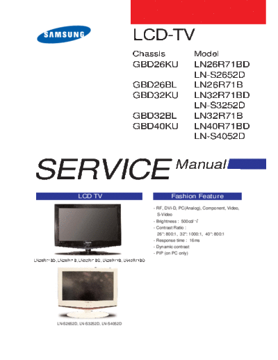 Service manual : Samsung LN32R71BXXAZ LN32R71BXXAZ.pdf, Samsung LCD TV ...