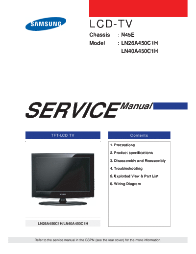 Samsung Samsung+LN26A450C1H,+LN40A450C1H+Chassis+N45E  Samsung LCD TV LN26A450C1H Samsung+LN26A450C1H,+LN40A450C1H+Chassis+N45E.pdf