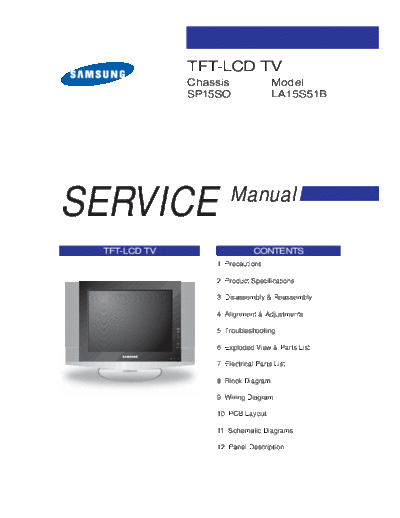 Samsung samsung sp15so chassis la15s51b lcd tv sm 168  Samsung LCD TV SP15SO CHASSIS LA15S51B LCD samsung_sp15so_chassis_la15s51b_lcd_tv_sm_168.pdf