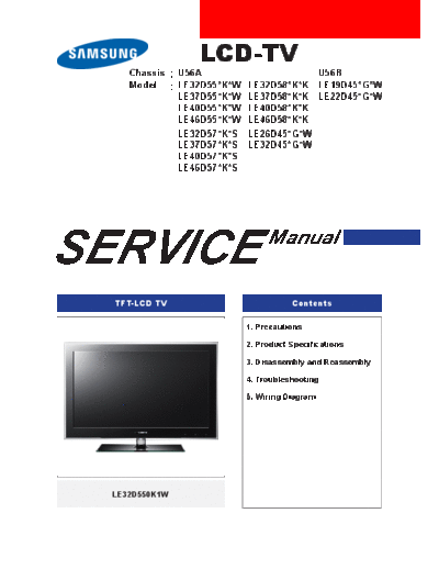 Samsung Samsung LE37D550K1WXXN  Samsung LCD TV U56A chassis Samsung LE37D550K1WXXN.pdf